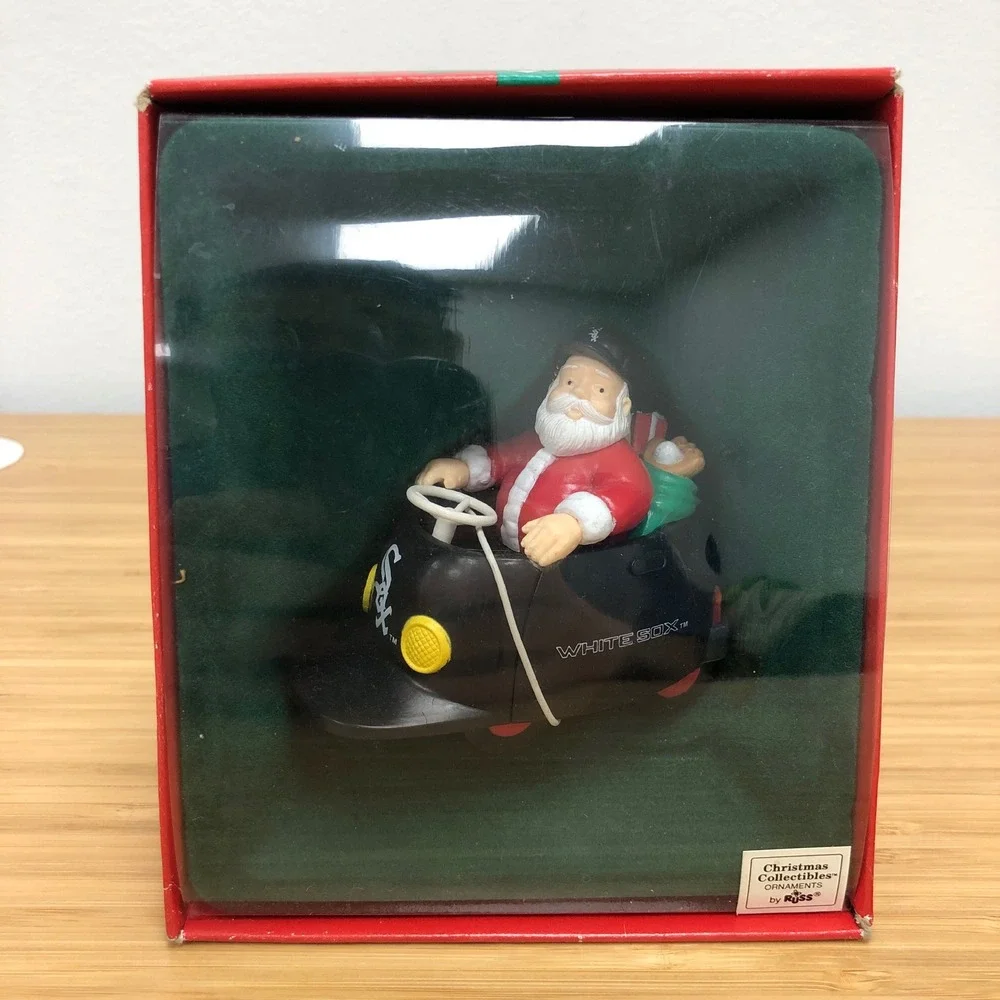 Russ Ornament Chicago White Sox Black Santa Bullpen Buggy MLB